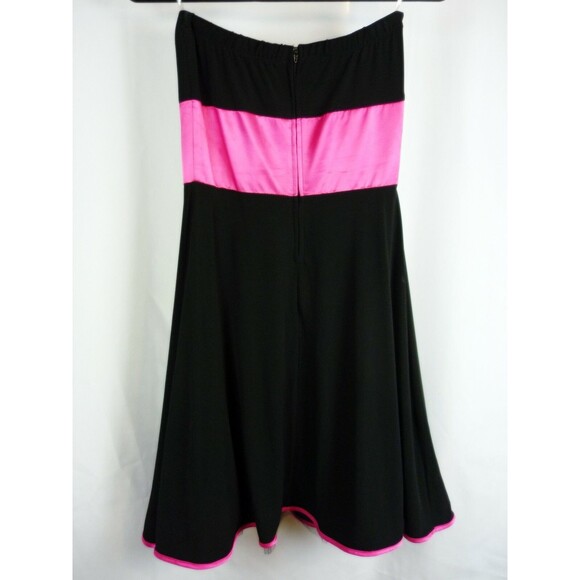 Y2K Ruby Rox Strapless Dress Sz 7 Black Pink Coquette Whimsygoth Bow Petticoat - Picture 3 of 8